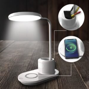 Portable LED Desk Lamp with Wireless Charger & Organizer – 10 W Fast Charging