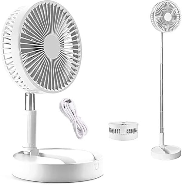 SDYXJ Telescopic Rechargeable Fan – 4-Speed Foldable Fan with Remote & USB Charging - Image 2