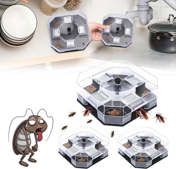 Homarket Non‑Toxic Reusable Cockroach Trap Box – 3‑Pack