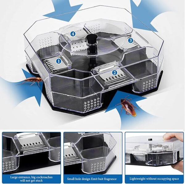 Homarket Non‑Toxic Reusable Cockroach Trap Box – 3‑Pack - Image 2