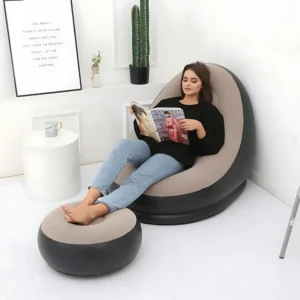 Inflatable Lazy Lounge Chair & Ottoman – Portable Indoor/Outdoor Air Sofa