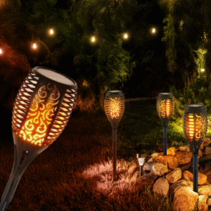 Solar Garden Torch Lights – Outdoor Waterproof LED Torch Pathway Decor